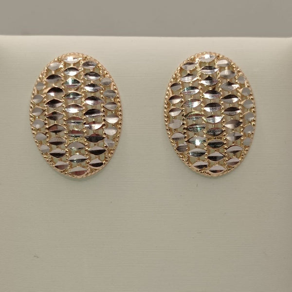 orecchini ovali donna in oro  giallo 18 carati 750/1000 con particolare lavorazione in oro bianco con chiusura con farfalla