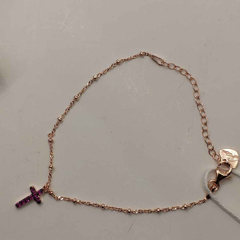 bracciale in argento rosè 925 con pendente ''charmini'' con zirconi in varie soluzioni marca Osa gioielli