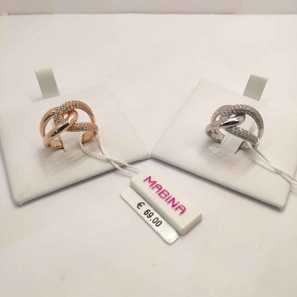 anello in argento925 con pavè di zirconi bianchi marca mabina