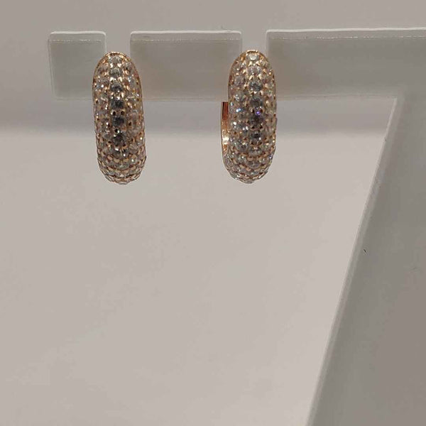 orecchini ovali in argento rosè 925 con zirconi chiusura a scatto marca Mabina