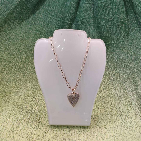 collana in argento 925 con maglia a catena con pendente cuore centrale con zirconi incastonati marca mabina