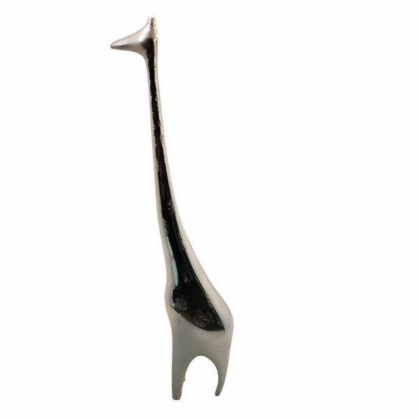soprammobile scultura giraffa in resina laminata argento marca ottaviani misura b 4cm x h 24.5