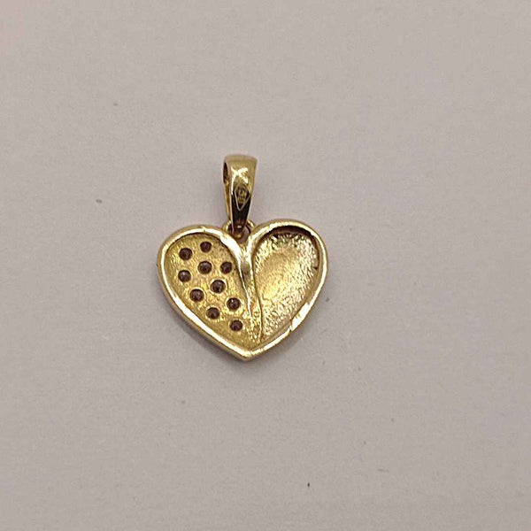 ciondolo pendente a forma di cuore in oro giallo 18 carati 750 /1000 con zirconi