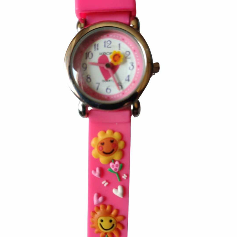 Orologio bimba fucsia in acciaio con cinturino in caucciù con fiori so –  Oro By Figliuolo