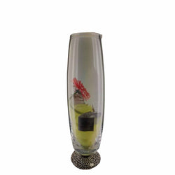 Vaso Fiori in cristallo e resina argentata Marca Acca  b 10cm  - h 44 cm