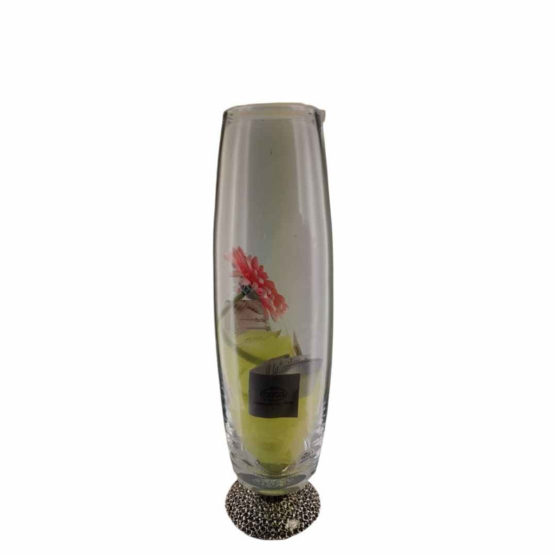 Vaso Fiori in cristallo e resina argentata Marca Acca  b 10cm  - h 44 cm